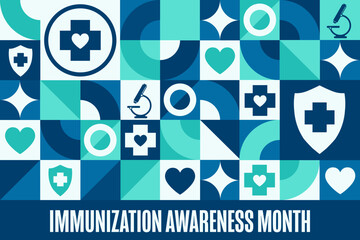 August is National Immunization Awareness Month. Holiday concept. Template for background, banner, card, poster with text inscription. Vector EPS10 illustration.