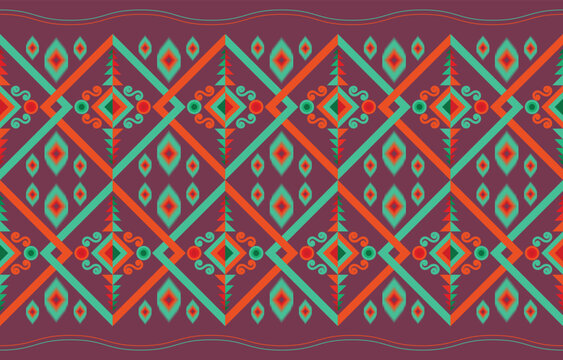 Abstract ethnic geometric ikat seamless patterns colorful design for background, wallpaper, textile, print, wrapping, fabric, clothing, home decor. vector illustration