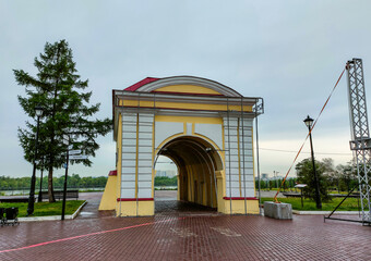 Omsk, Omsk Region, Russian Federation - June 6, 2024. Tobolsk Gate 1792