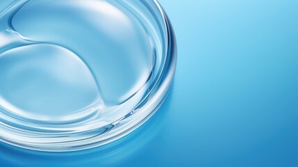 Close-up transparent circle glass tube on blue background