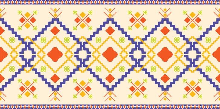 Abstract ethnic geometric seamless patterns colorful traditional design for background, wallpaper, textile, print, wrapping, fabric, clothing, home decor. vector illustration