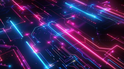 Obraz premium Abstract Neon Circuitry Pattern