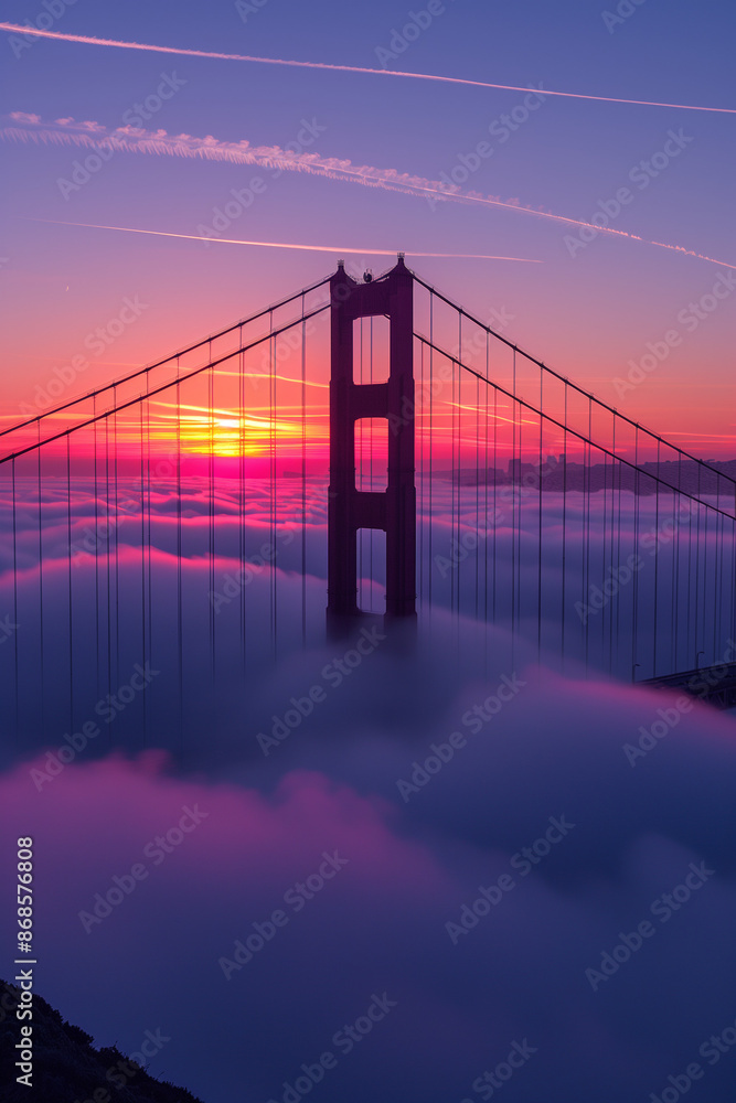 Wall mural golden gate bridge at sunset