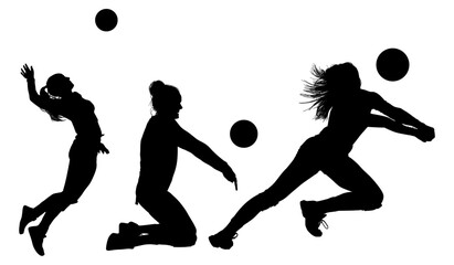 siluetas, voleibol, dibujo, vector, pegatina, juegos, personas, ilustracion, deporte, mujer