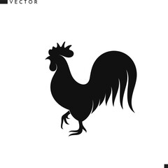 Black chicken silhouette. Abstract bird vector. Isolated chicken on white background
