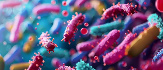 Fototapeta premium Understanding Bacteroides A Gram-negative Anaerobic Bacterium in the Human Gut. Concept Gut Microbiota, Bacteroides Genus