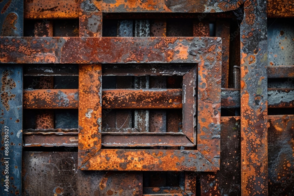 Poster a rusty old door with a small square window, perfect for adding texture and decay to your scene