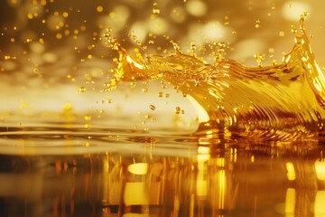 Obraz premium A splash of liquid on the calm surface of a body of water