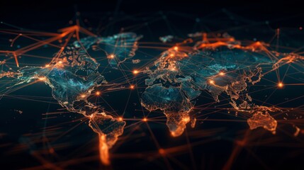 Visualizing the World Map as a Dynamic Trade Network Connecting Global Commerce. Concept Global Trade Networks, World Map