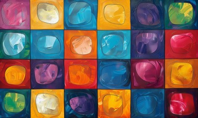 Abstract pop art squares with vibrant hues