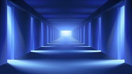 Obraz premium A Long, Empty Corridor with a Bright Light at the End