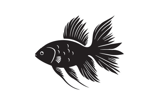 recommend clip art: Aquarium Fish silhouette vector illustration.