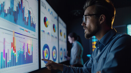 Manager leverages data analytics for informed decision-making.