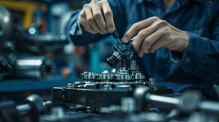 The engineer is calibrating the torque settings on assembly tools.