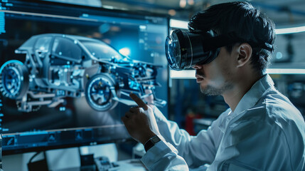 The engineer is conducting durability tests on vehicle parts.