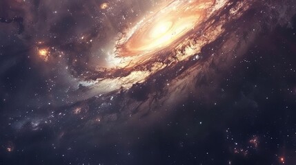 Fototapeta premium Spectacular Spiral Galaxy with Starry Nebula and Distant Galaxies - Sci-Fi Space Scene