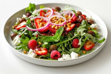 Nutritious Spring Salad with Feta and Raspberry Vinaigrette