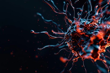 Abstract depiction of a medical innovation erupting in a minimalist, digital style with copy space