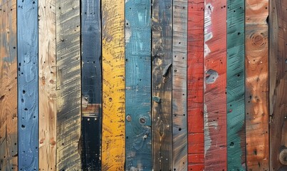 Painted wooden boards with rustic look