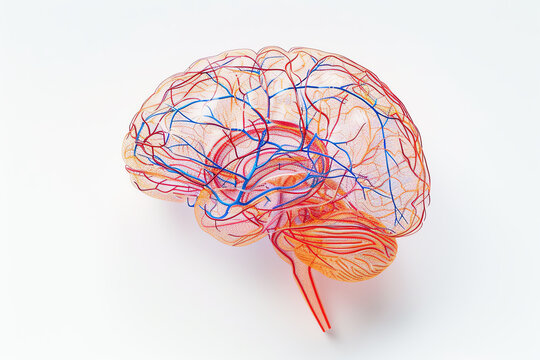 Anatomical diagram of the human brain, labeled regions, intricate neural pathways, medical and informative, Educational, High Detail