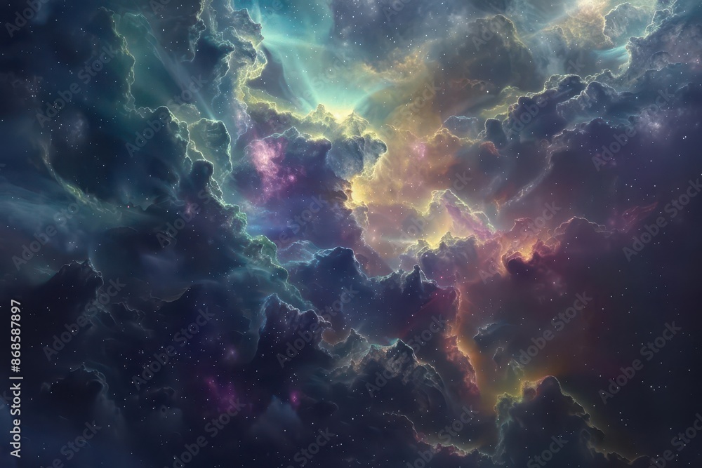 Aufkleber majestic nebula clouds in deep space colorful cosmic background 3d rendering digital painting