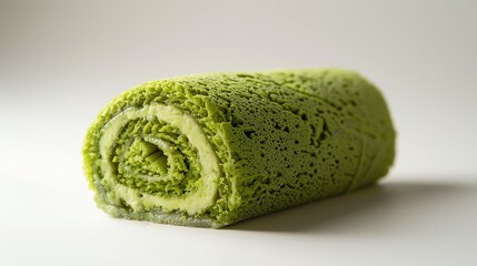 A luxurious shot of Japanese matcha roll cake