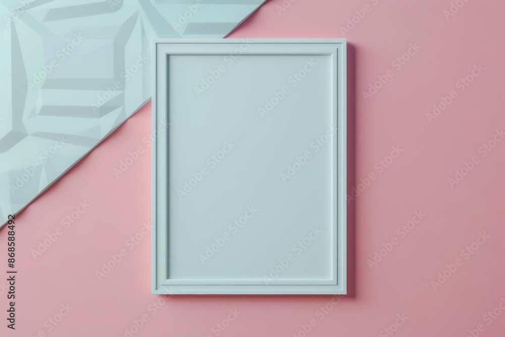 Poster conceptual display of a blank poster frame against a clean, abstract backdrop with copy space