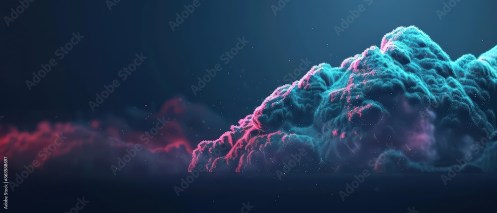 Poster conceptual minimal banner featuring a cyber cloud theme with dynamic digital components with copy sp