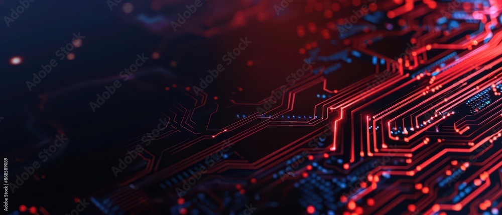 Poster conceptual minimal banner featuring a cyber force theme with dynamic digital components with copy sp