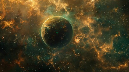 Colorful Nebula and Galaxy Space Background with Stars, Suns, and Planets - Astronomy Telescope View, Generative AI Science Wallpaper