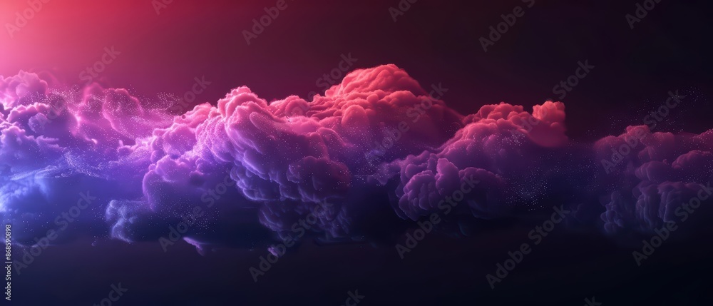Poster futuristic banner showcasing digital clouds with glowing elements and sleek design with copy space