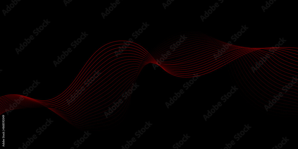 Poster abstract red wave curve smooth on black design modern luxury technology background illustration. red