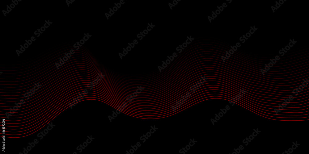 Poster abstract red wave curve smooth on black design modern luxury technology background illustration. red