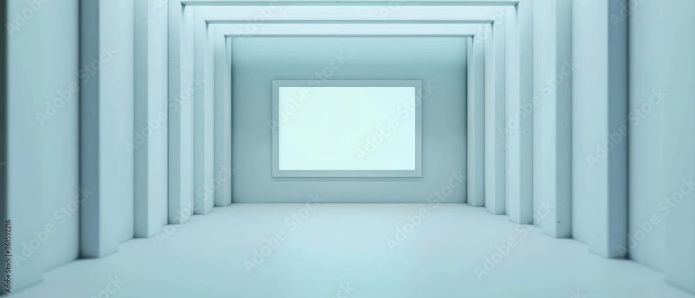 Poster hightech conceptual banner showcasing an empty poster frame with modern aesthetics with copy space
