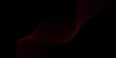 Abstract red wave curve smooth on black design modern luxury technology background illustration. Red wave Lines Pattern on Black Background. Vector Illustration. Technology Wallpaper. Banner. 