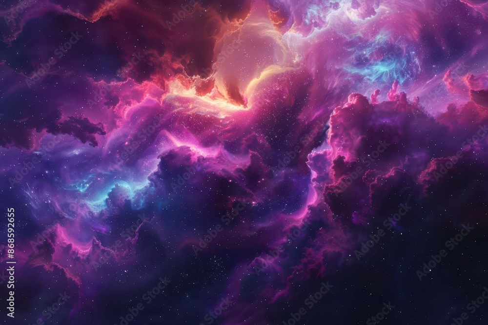 Poster mesmerizing colorful nebula in deep space abstract cosmic background ai generated artwork