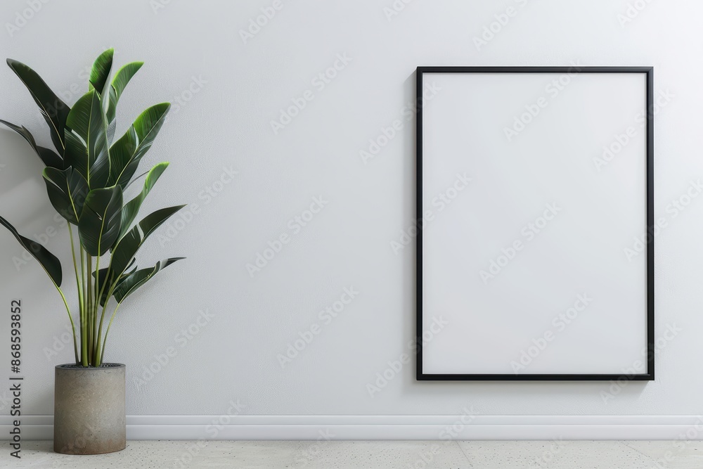Poster minimalist banner featuring an empty poster frame with a sleek, modern design with copy space