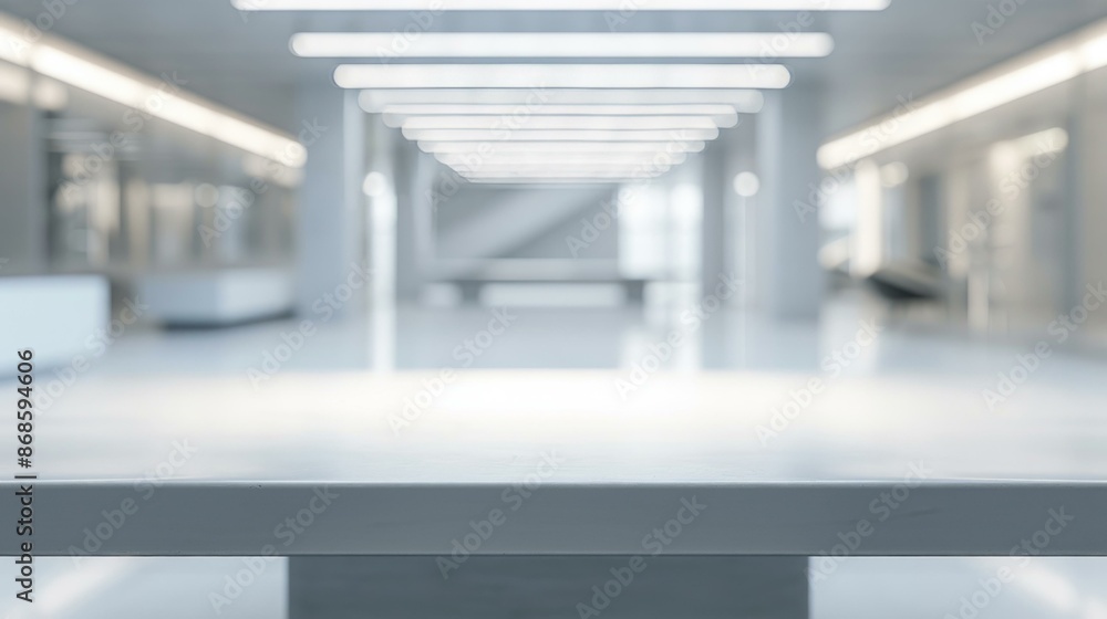 Poster empty table top with blurred office background. modern office space with blurred background, featuri