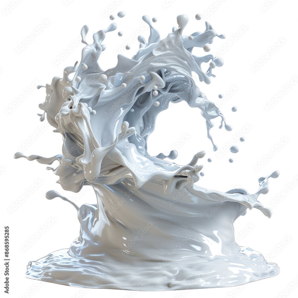 Poster abstract splash of white liquid forming dynamic wave shape. perfect for creative concepts and artist