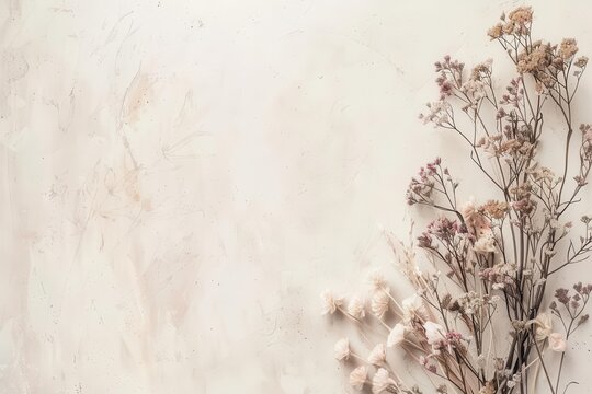 minimalist boho chic background with neutral pastel colors and floral elements abstract photo