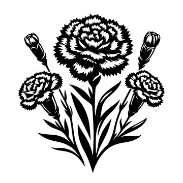black and white carnations floral arrangement clip art preview
