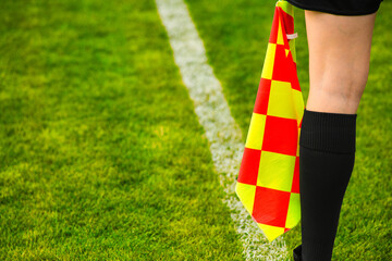 Assistant football referee and Referee's flag