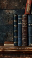 Free photo internet library online education concept, front view of hardback books with copy space in the library1