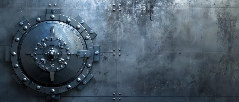 A metal door with a round lock and a keyhole