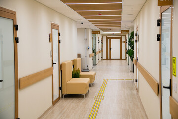 Inside a modern medical center.