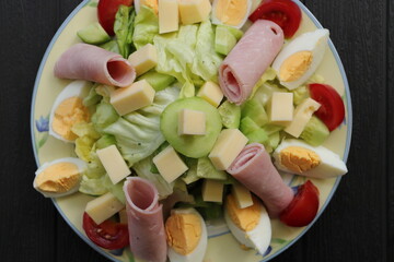 italian salad with cheese and ham