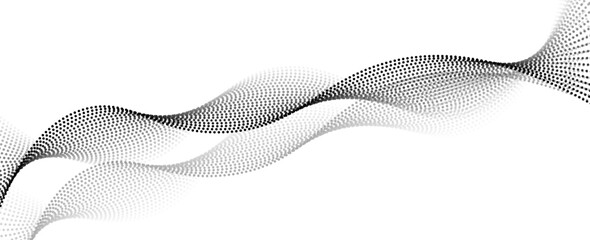Flowing particles form waves, a gradient light pattern. modern technology background. Vector