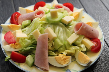 italian salad with cheese and ham