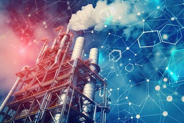 Carbon Capture, Utilization and Storage concept. Net zero target, limit global warming. hi tech, mechanical technology of CO2 capturing and store it underground or use it in other industrial 