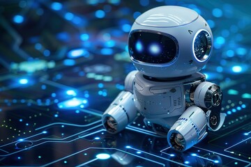 Fototapeta premium Digital chatting artificial intelligence chatbot. Chatbot, chatGPT, robot application, conversation assistant concept. AI, Robot application and global connecting. Human feedback learning hi tech, 